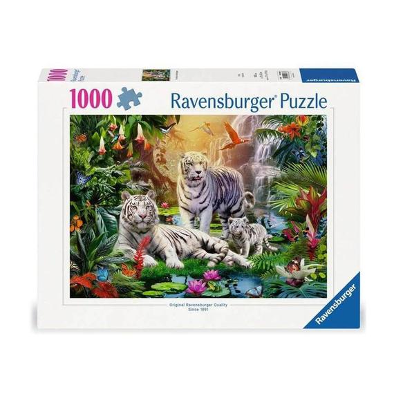 Puzzle 1000 db - Fehér tigriscsalád (15467)