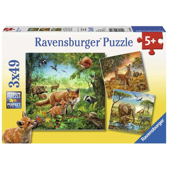 Ravensburger Puzzle 3x49 db - Az erdő lakói (53503)