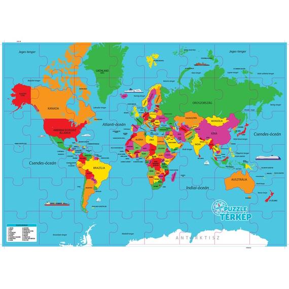 DINO: Világtérkép magyarul 82 darabos puzzle (62225)