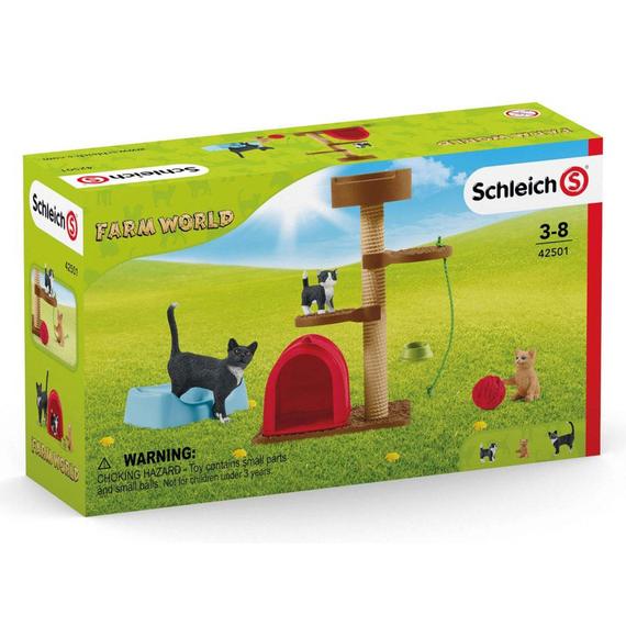 Schleich Játékélmény aranyos cicáknak (65801)