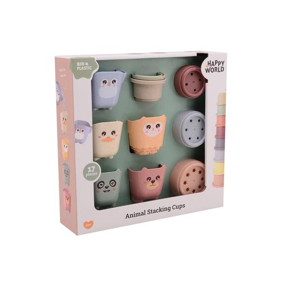 Happy World bio műanyag toronyépítő és vördöcskék (8408)