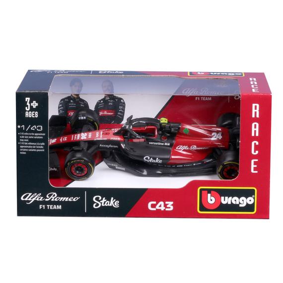Bburago 1 /43 F1 versenyautó - Alfa Romeo Stake C43 #24 (Guanyu Zhou) (9376)