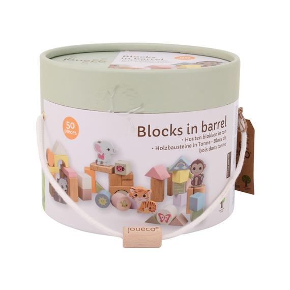 Fa építőkocka állatokkal, 50 db - Jouéco (97334)